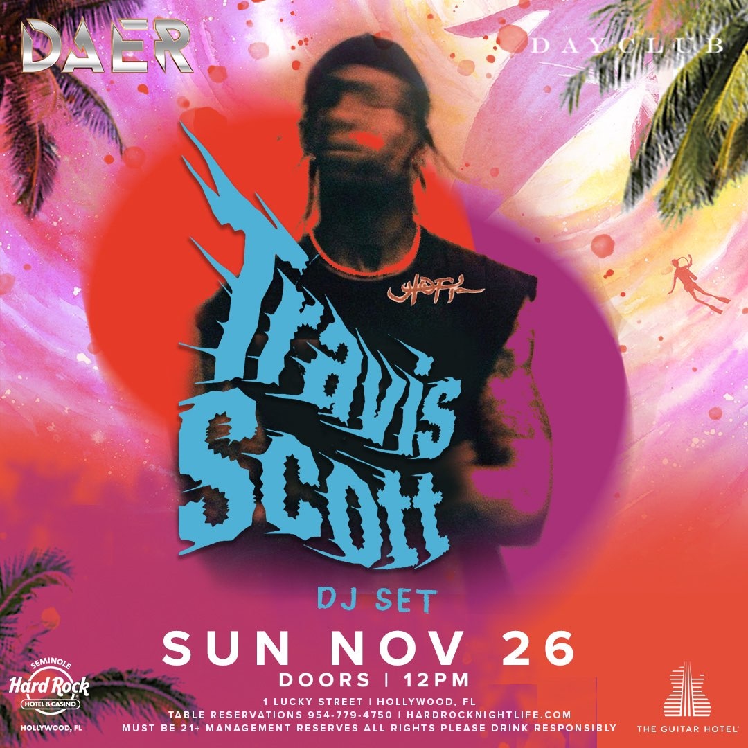 MYAMImusic's tweet photo. ATTN!! This Sunday Nov 26th the biggest @trvisXX taking over @DAERSouthFL Dayclub. Limited tix and cabanas are available. Get yours while supplies last! https://t.co/GcqWhzcard