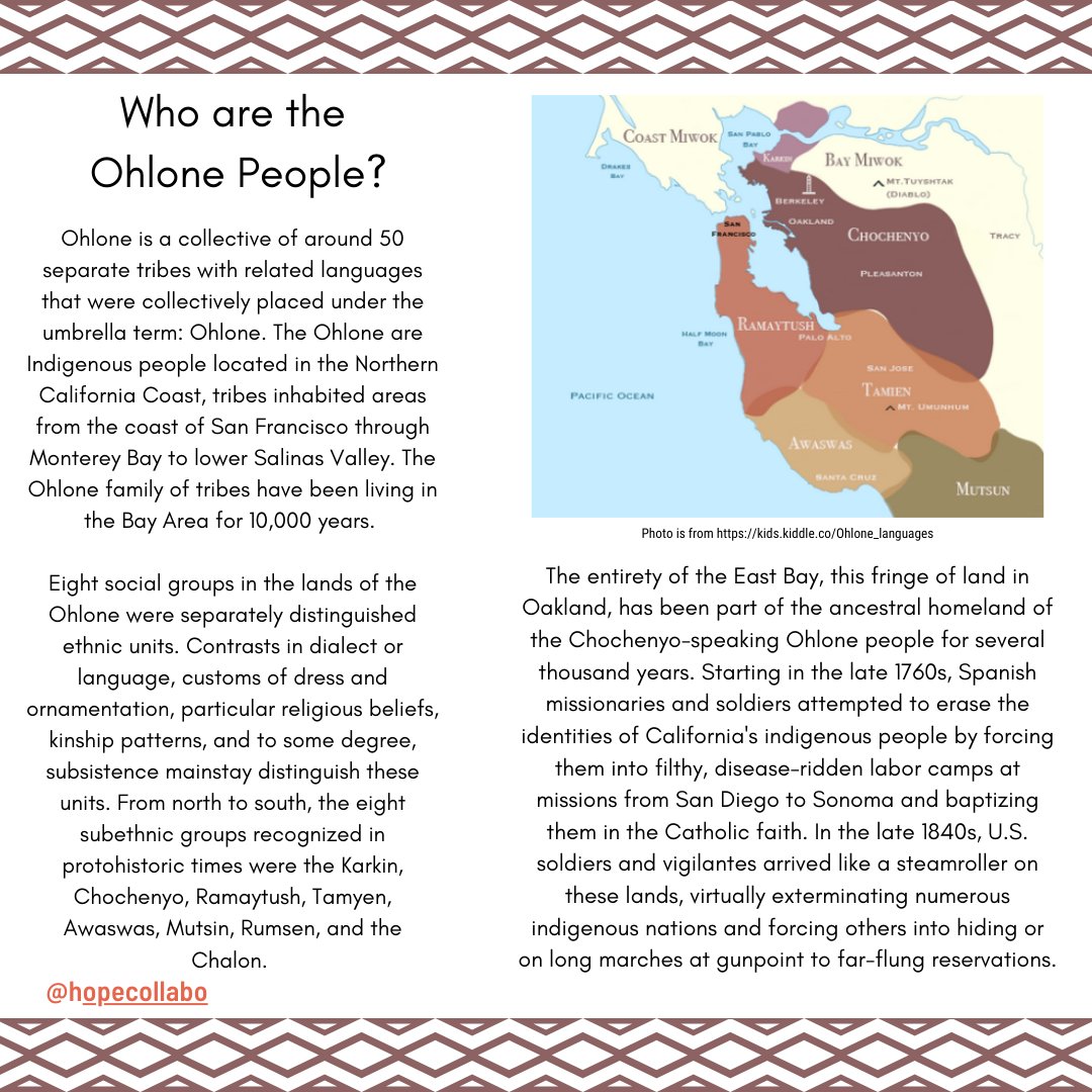 Happy Indigenous Peoples Day. Today we are honoring all indigenous tribes of Turtle Island. However, at HOPE we wanted to highlight the Ohlone Peoples and their important history. Please swipe to read about the Ohlone people.  #indigenouspeoplesday #turtleisland #firstpeoples