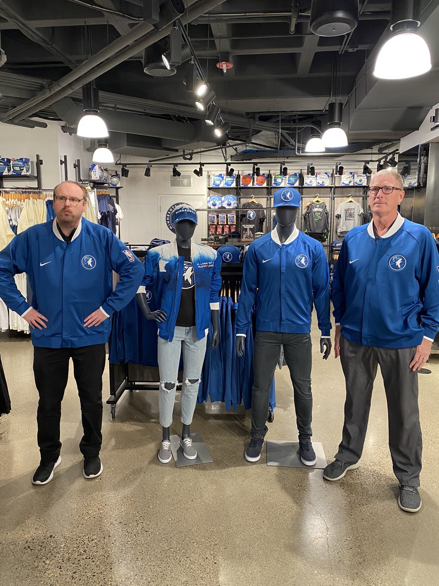MinnesotaMunn's tweet photo. @TeamStoreWolves mannequins are suggesting the Nike Showtime City Edition full zip jacket for the 23-24 @timberwolves season #gearup #werundeep https://t.co/L9t9Nw1RwI