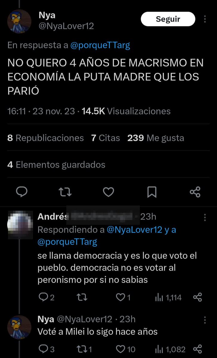 'Es lo que votó el pueblo' le tira como si hubiera ganado JxC jajsjsjs Amigos libertarios, los macristas los están meando en la cara. Son así, tratamos de avisarles. Serán bienvenidos al peronismo cuando quieran y cuando estén listos para dejar de discutir los 30.000