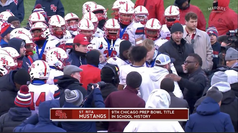 CoachGallik's tweet photo. And that’s a final at Lane Stadium, @StRitaFootball are Prep Bowl champs for the 9th time in school history!
Congrats to @CoachMHopkins and the squad on a hard fought season. A lot to look forward to for the Stangs. The future is bright! #GoRitaGo https://t.co/D1gasC6iub