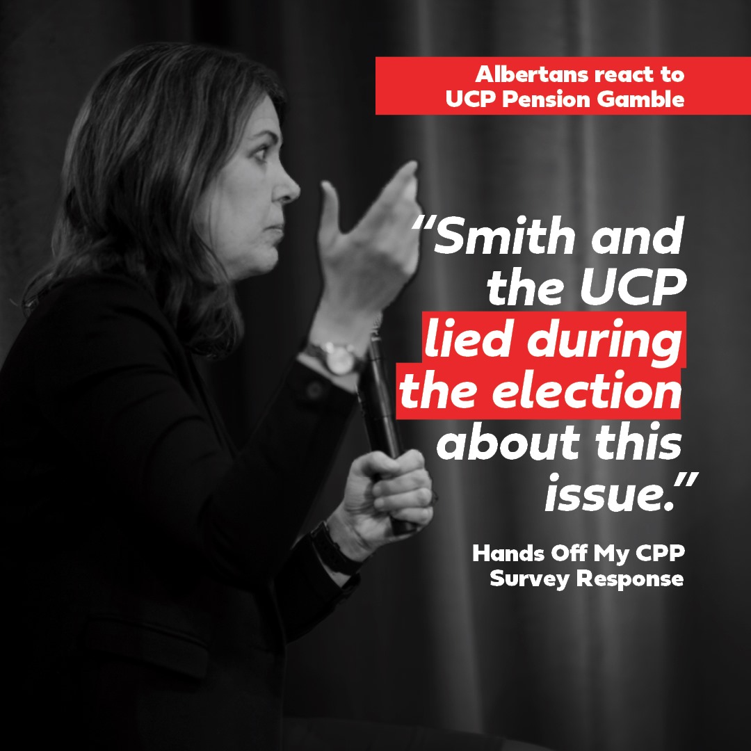 RhiHoyleYEG's tweet image. Albertans are fed up with the lies coming from Premier Smith &amp;amp; the UCP government. 

They didn&apos;t want their CPP gambled with during the election, and they certainly don&apos;t want it gambled with now.

#HandsOffMyCPP #AbLeg #Abpoli