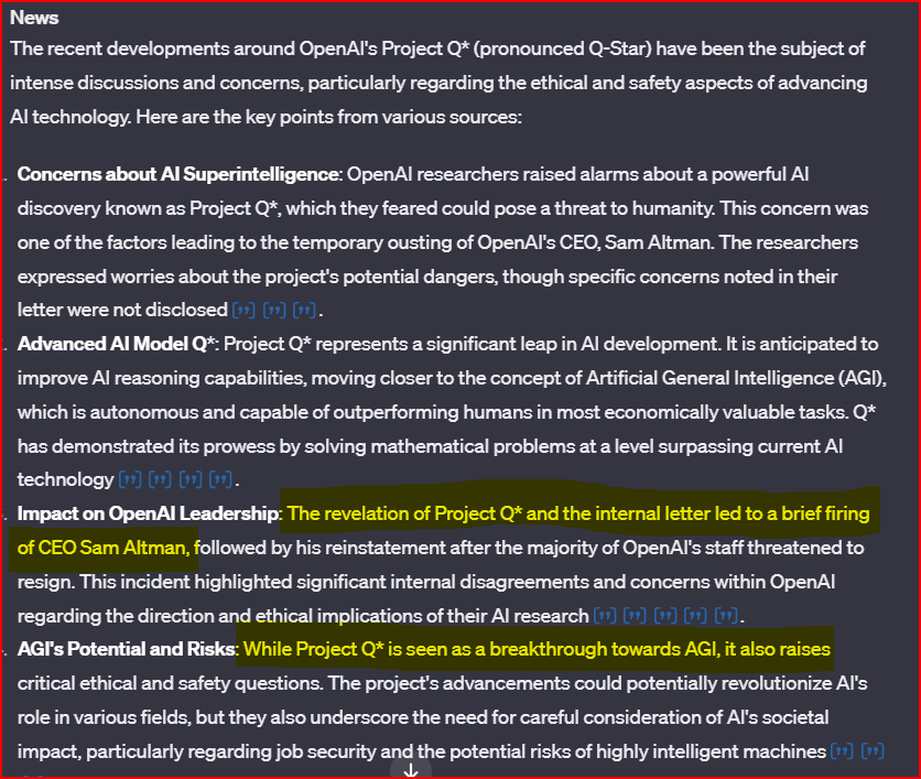 Q* &amp; AGI related news update from News GPT.