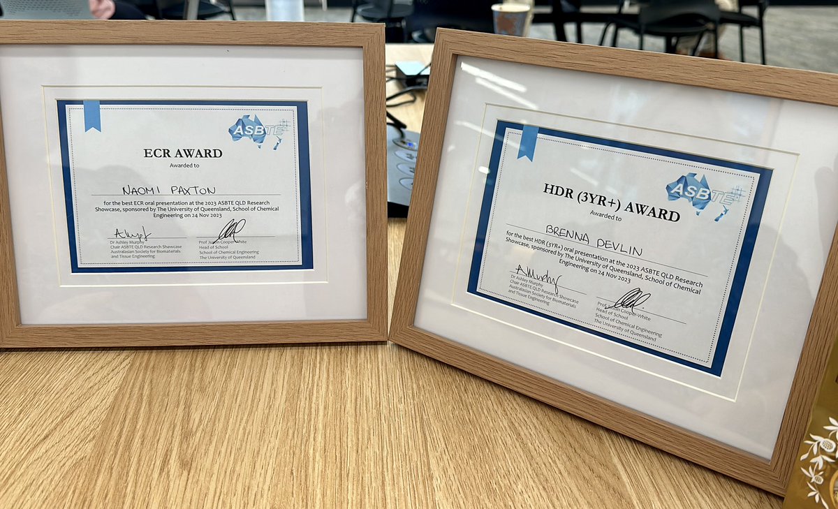 Congratulations to Naomi and Brenna for winning the Best Early Career Researcher #ECR and Higher Degree Researcher #HDR Presentation Awards at the @ASBTE1 #QLD Regional Showcase! 🏆 The competition showcased Queensland's top-tier researchers, making it a truly remarkable event 👏