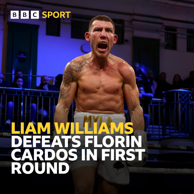 What a performance 🔥 @Liamwilliamsko defeats Florin Cardos in the first round 🥊 #BBCBoxing