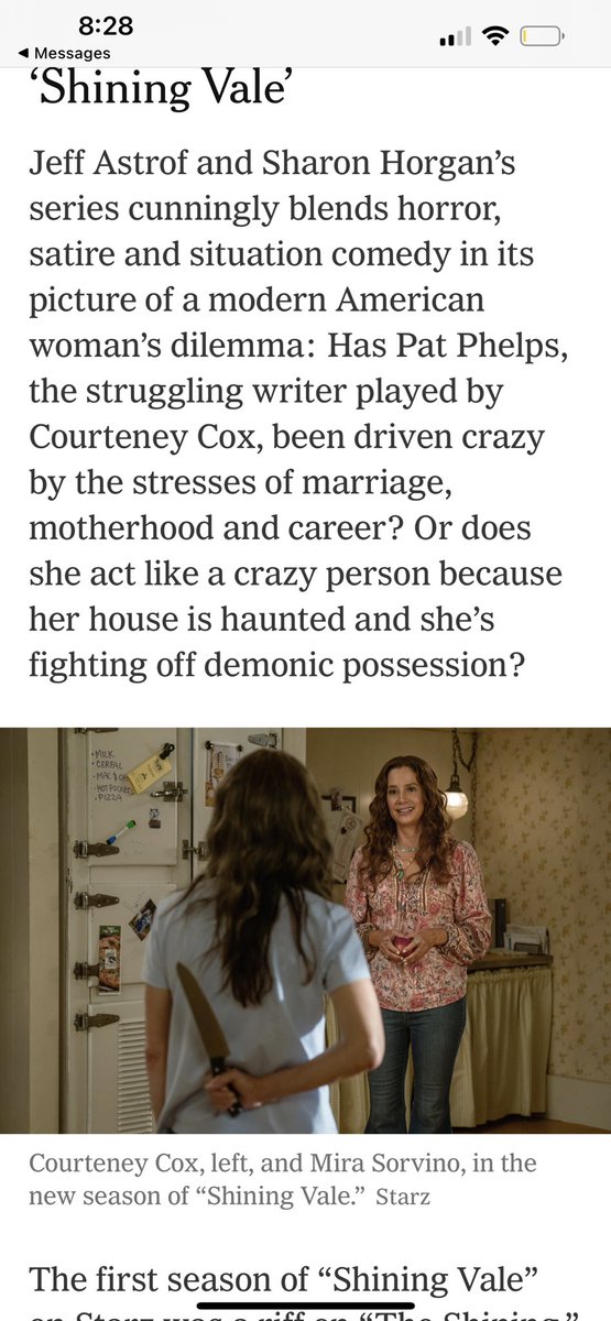 MiraSorvino's tweet photo. So this is not Halloween but season 2 EP. 7 of @ShiningVale @STARZ just dropped & I think @nytimes recommendation still stands: watch our amazing show #whattowatch #criticsnotebook https://t.co/85U5CBLben