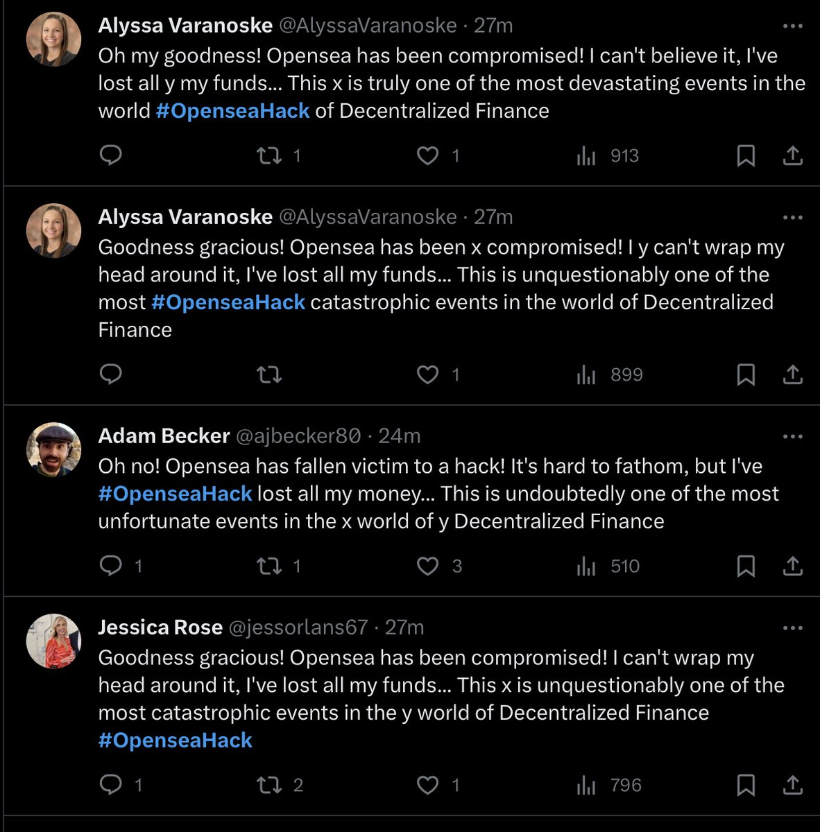 RachelVT42's tweet image. In other news, re. #OpenseaHack :

Look, bots and/or fake accounts busy working during this holiday weekend! It had been a while since I spotted so much bot activity in the wild without actually looking for it. 👀