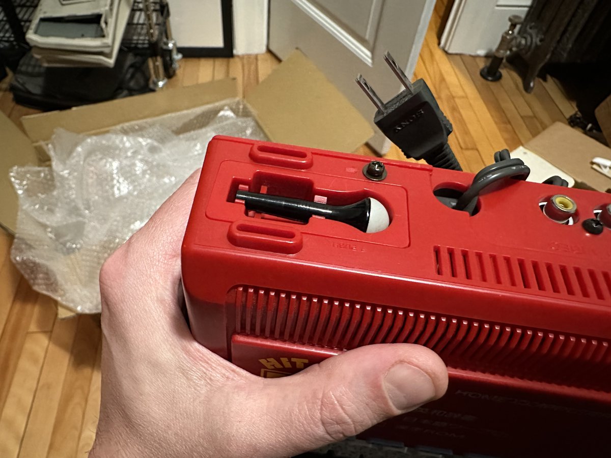 RDKLInc's tweet image. New &quot;home computer&quot; in from Japan today!  Its joystick comes out and can be stored in a compartment on the back for safekeeping.  #msx #retro #hitbit #sony