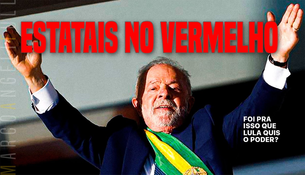 marcoangeli's tweet photo. Feito bêbado cercando frango em noite de sexta feira, o lula vai tropeçando entre um desastre e outro, tentando, ele próprio, achar alguma coisa boa onde não existe coisa boa.
Aliás, quem mandou colocar como ministro um sujeito que também parece não existir, como haddad?
O cara é tão ruim que a economia estaria um pouco melhor caso não existisse ministro ou ministério.
A simples menção ao nome de haddad parece ter o efeito mágico de fazer a bolsa ruir.
Vejo na Oeste que a previsão da LDO (Lei das Diretrizes Orçamentárias) é a de que o conjunto das empresas federais voltará ao vermelho ainda este ano.
Será uma marca histórica negativa, como tudo no desgoverno lula: o maior prejuízo desde 2009.
Ano em que, coincidentemente, lula estava no poder, segundo mandato.
Mas muita calma nessa hora, porque o pior ainda virá; empresas como Petrobras e bancos públicos não estão inseridas nesse grupo do vermelho, que são os Correios, Infraero, etc.
O buraco do lula nas estatais -só nessas- já supera as previsões da LDO.
Diz a lenda que, nesse caso, o Tesouro Nacional deverá arcar com a compensação da diferença*.

Destaque pra deixar economista canhoto irado:
Os melhores desempenhos dessas estatais desde 2015 foram de longe os do governo Bolsonaro, apesar do enfrentamento da pandemia:
2019, 10,3 bilhões positivos, 2020, 0,6 bilhões negativos, 2021, 3 bilhões positivos e 2022, 4,8 bilhões positivos.

*Quem sabe se lula não economizar em uma ou duas viagens nababescas com sua deslumbrada libélula o Tesouro não consiga pagar.
Quem sabe.