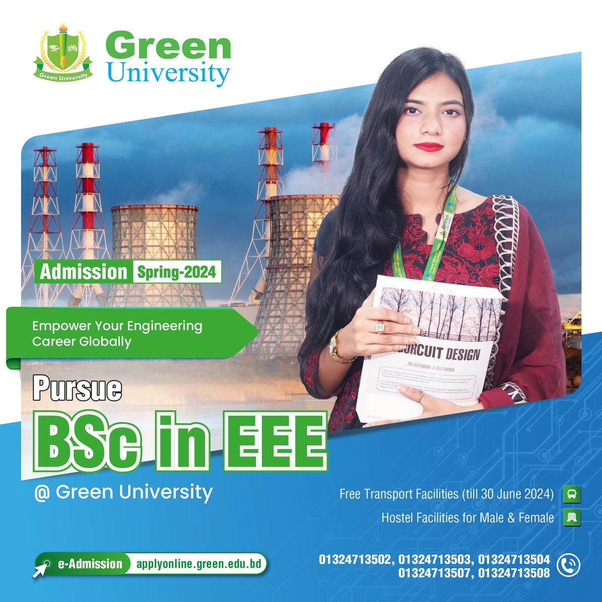 GreenVarsity's tweet photo. Admission Notice: BSc in EEE Ranking: https://t.co/X8mkmkV5S7Online Admission: https://t.co/EvA5ujUGy4Admission Helpline: 01324713502, 01324713503, 01324713504, 01324713507, 01324713508 https://t.co/z5fACcyewP