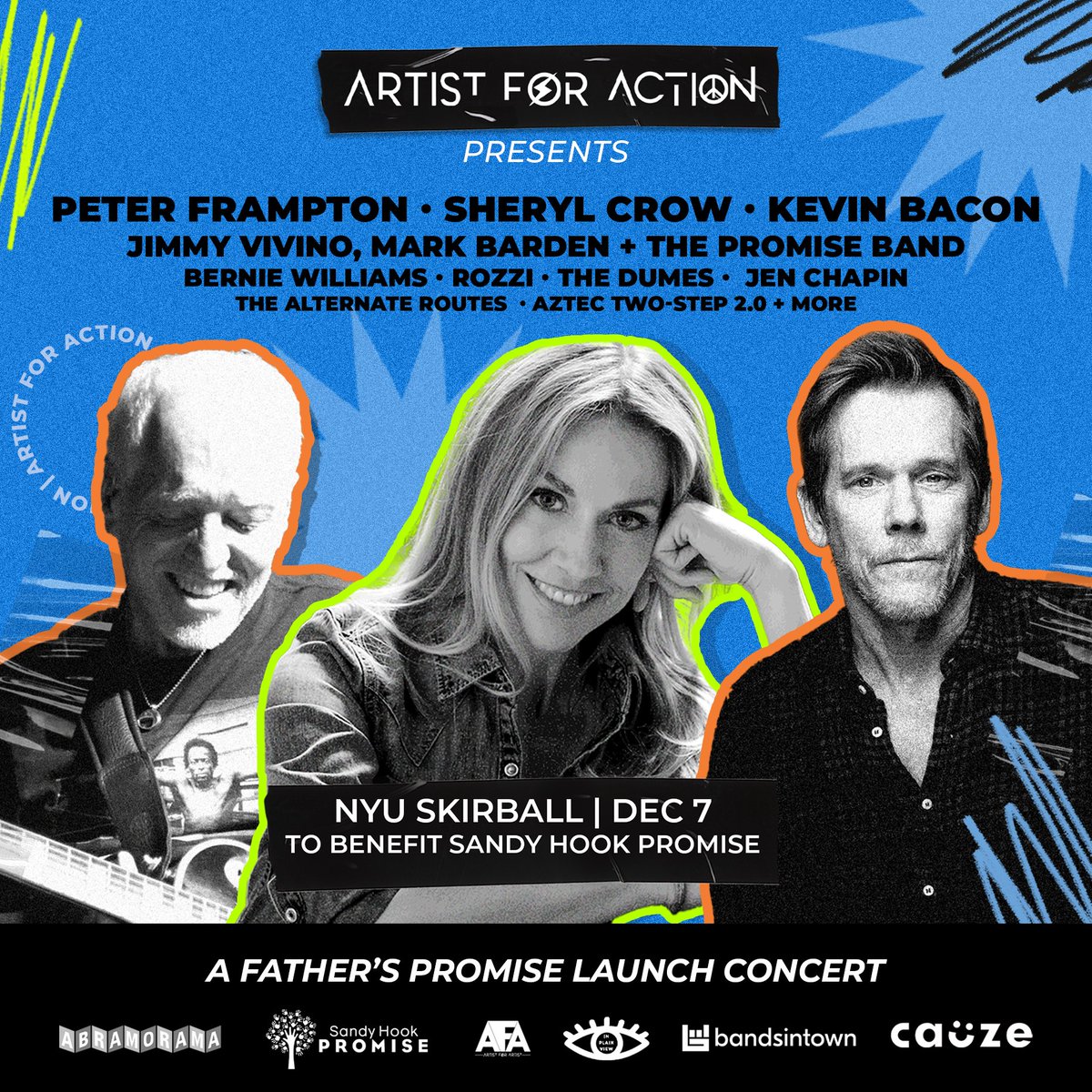 So honored to be a part of Artist for Action @afaventures Dec 7 in NYC to support @markbardenSHP and @sandyhook . @SherylCrow @peterframpton and now @kevinbacon and other greats performing found.ee/nyutickets