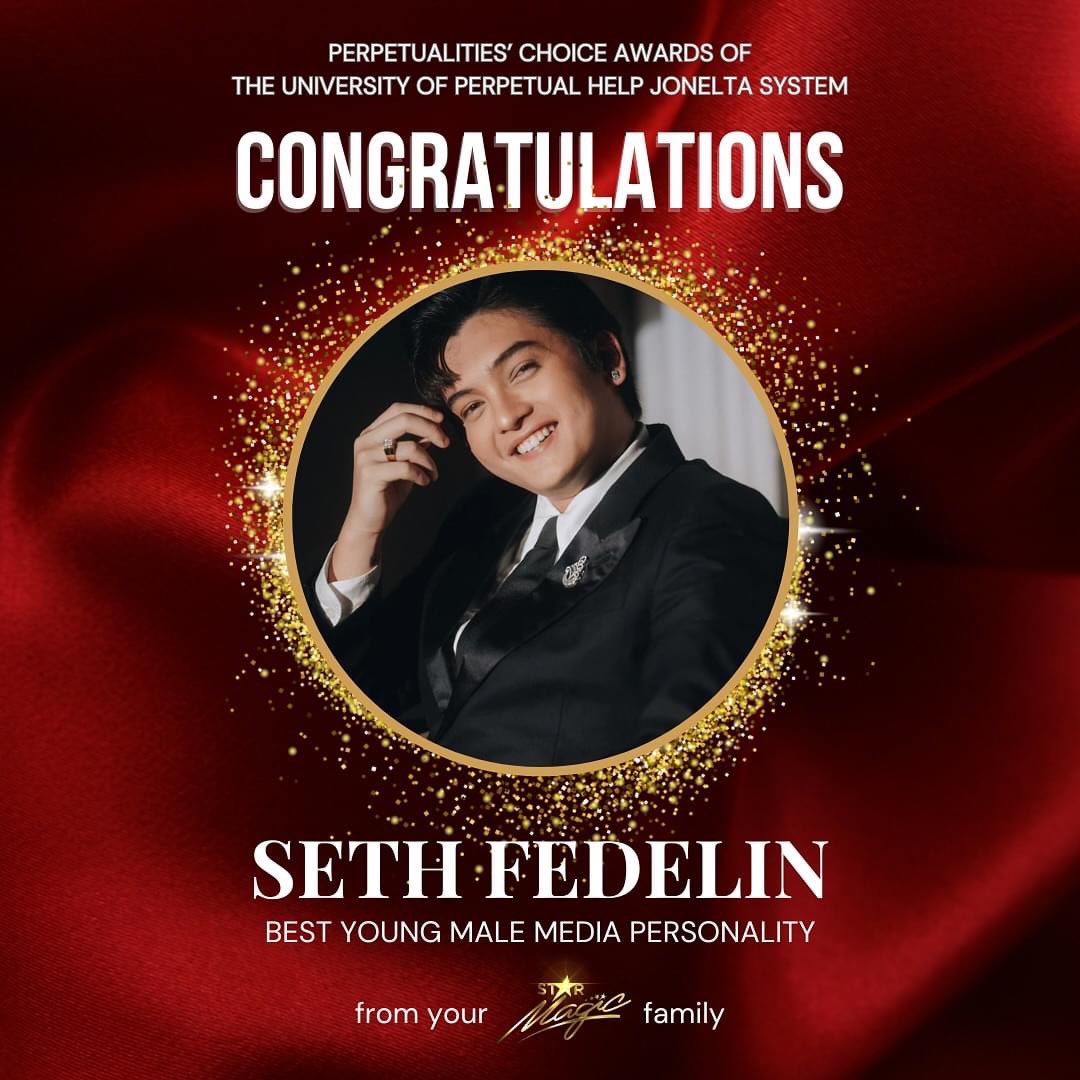 Hurrah to the winners of the ✨PERPETUALITIES’ CHOICE AWARDS✨of the University of Perpetual Help JONELTA System! 👏🏻 Congratulations, Seth Fedelin, for winning the BEST YOUNG MALE MEDIA PERSONALITY award! 🥇 #SethFedelin | @imsethfedelin