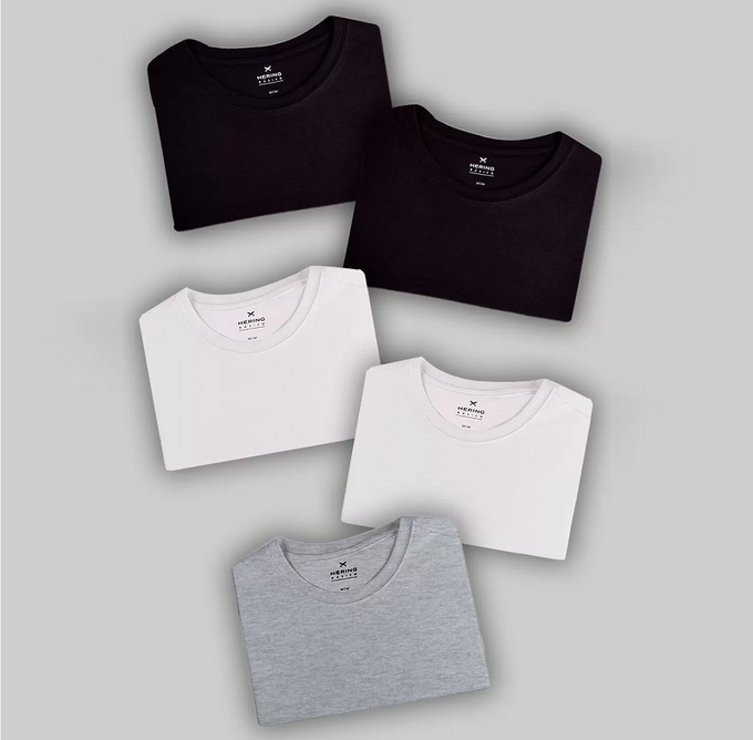 Kit Com 5 Camisetas Masculinas Básicas