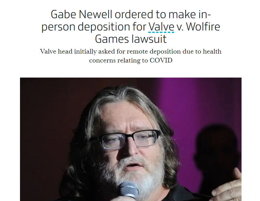 PlayerIGN on X: Epic Games v. Apple ripple effect? Gabe Newell ordered an  in-person deposition (examination under oath) in a lawsuit challenging  Valve's dominance as a major tech monopoly. • He wants