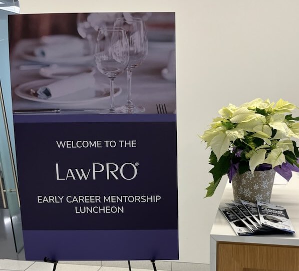 Thanks to <a href="/LAWPRO/">LAWPRO</a> for hosting today’s early career mentoring luncheon and for inviting me to be a table host. #Mentorship4Success