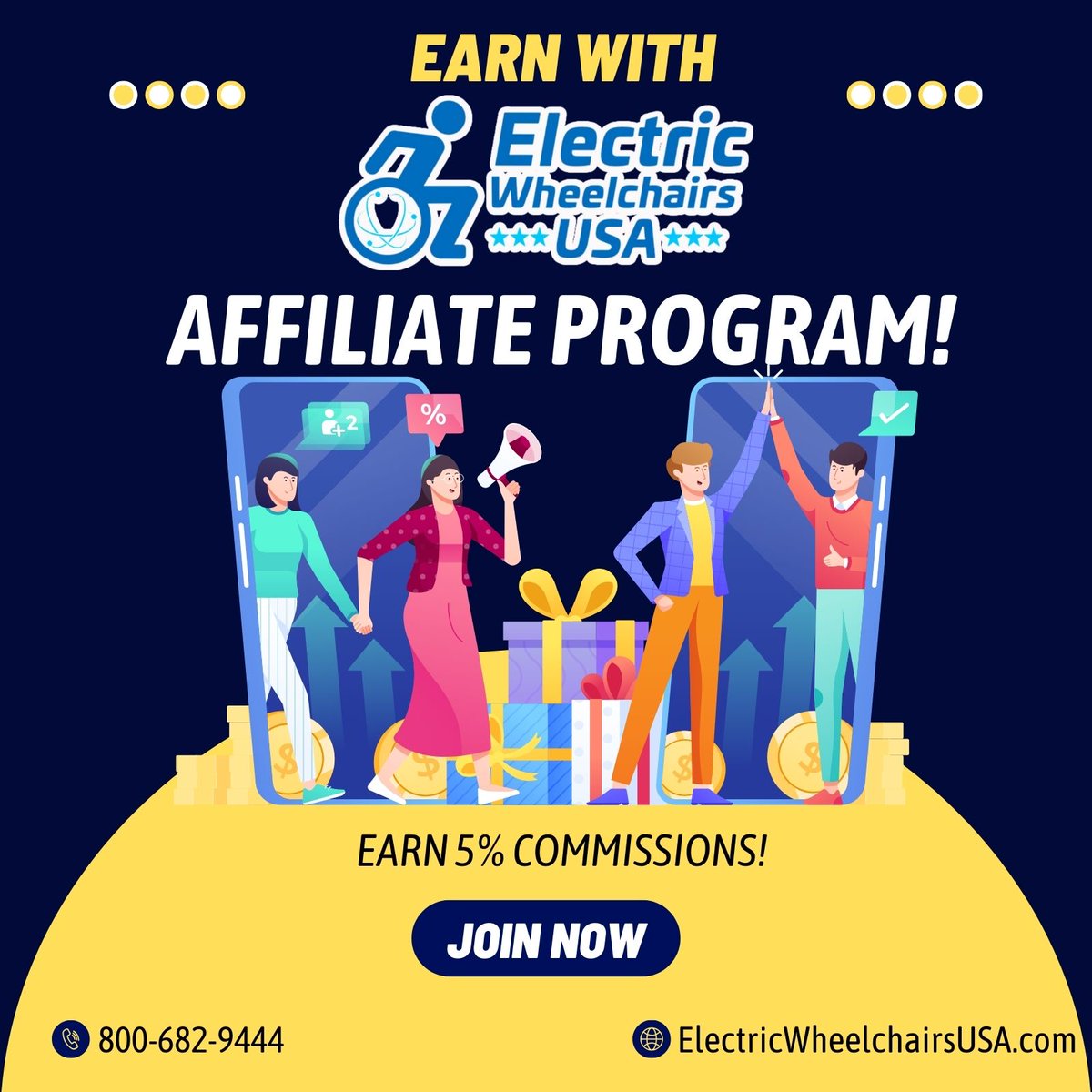 Join our Affiliate Program for top-notch mobility products, leading brands, a 5% commission rate, and easy earnings. Sign up now! 

Learn more here👇
electricwheelchairsusa.com/pages/referral…

 #ElectricWheelchairsUSA #AffiliateOpportunity  #EarnWithEveryReferral #EasyIncome  #JoinAndEarn