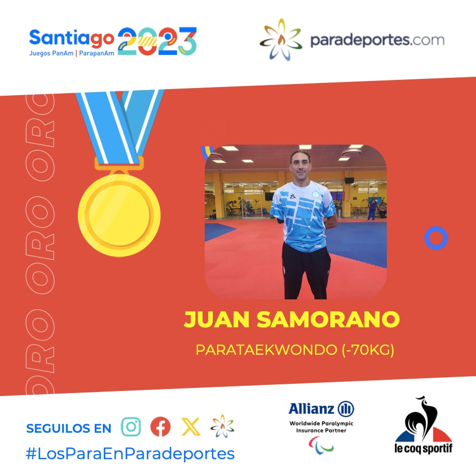 TAEKWONDO: ¡SAMORANO, MEDALLA DE ORO! 🥇

Taekwondo: en la final masculina de los -70kg Juan Samorano 🇦🇷 venció 21-20 al cubano Mitchel Suárez 🇨🇺 y conquistó la medalla dorada.
#JuegosParapanamericanos #Santiago2023
Vía:@ParaDeportesOK