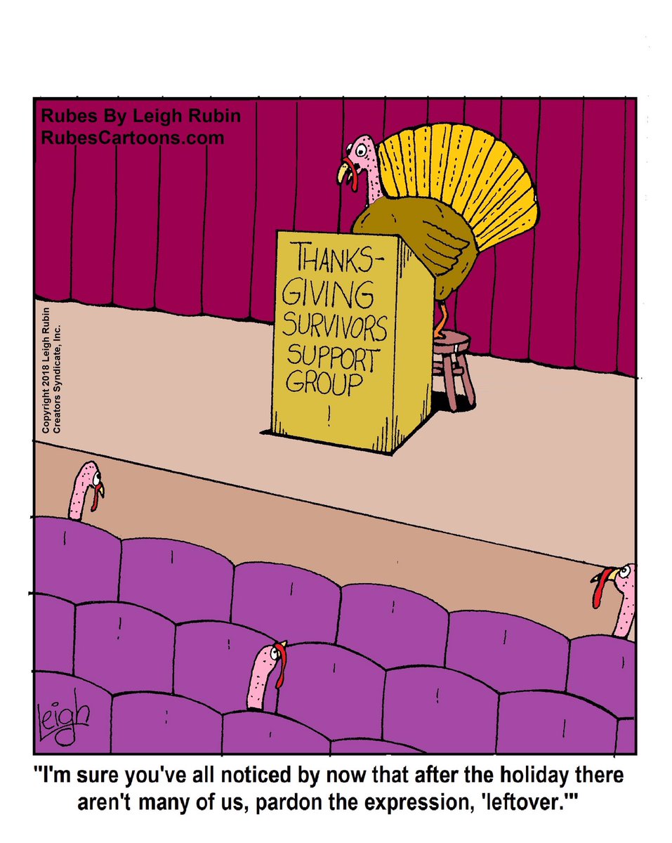 RubesCartoons's tweet photo. Letโs talk turkeyโฆ
#thanksgiving #talkingturkey #leftovers #survivor #cartoon #cartooning #cartoonist #stuffing https://t.co/bTtea30SBG