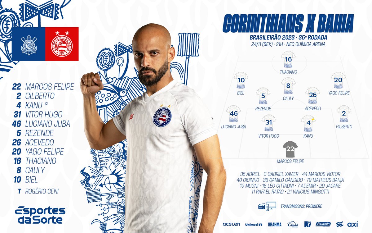 Esporte Clube Bahia on X: 📝 Esquadrão definido! #BBMP #BahiaÉOMundo  #BrocaiPorNós  / X