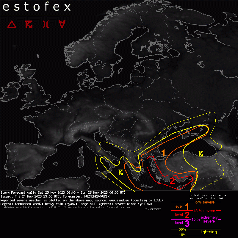 A late-season severe weather outbreak is forecast across the E Aegean Sea, W and S Turkey and possibly also over Cyprus. Numerous rounds of storms are forecast with multiple different hazards. Read more here: estofex.org/cgi-bin/polygo…