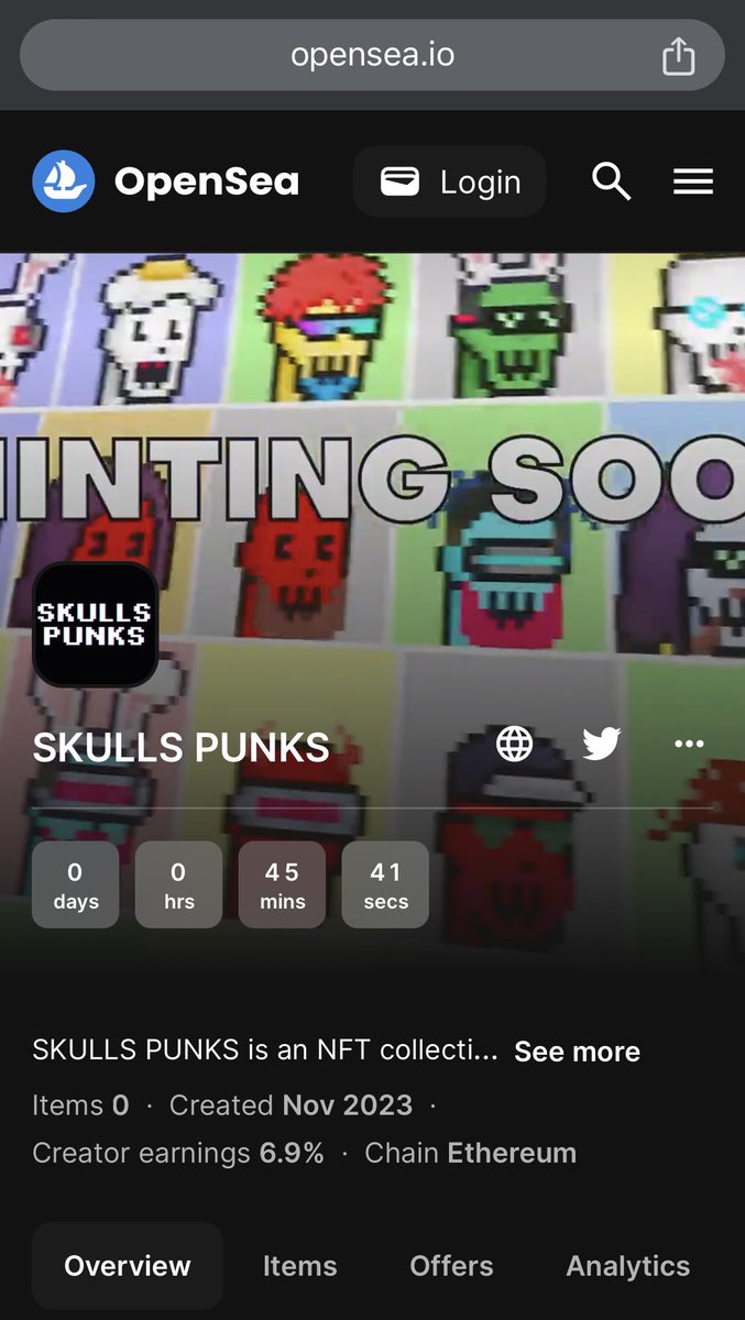 SkullsPunks's tweet photo. 💀🎉45 minutes for minting 💀🎉

https://t.co/rqR4e4IGY7 https://t.co/P7yzHsQZG7