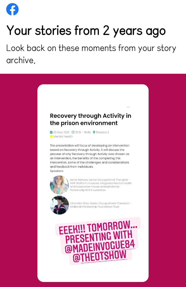 2 years ago, we presented at @TheOTShow about our work around #RecoveryThroughActivity in prison... 💚
2 weeks ago, we were back together promoting #PrisonOT for apprenticeship OT students at @wlv_uni 💚
Love our #OccupationalTherapy promotion @84Xen 💚 #OT4Life