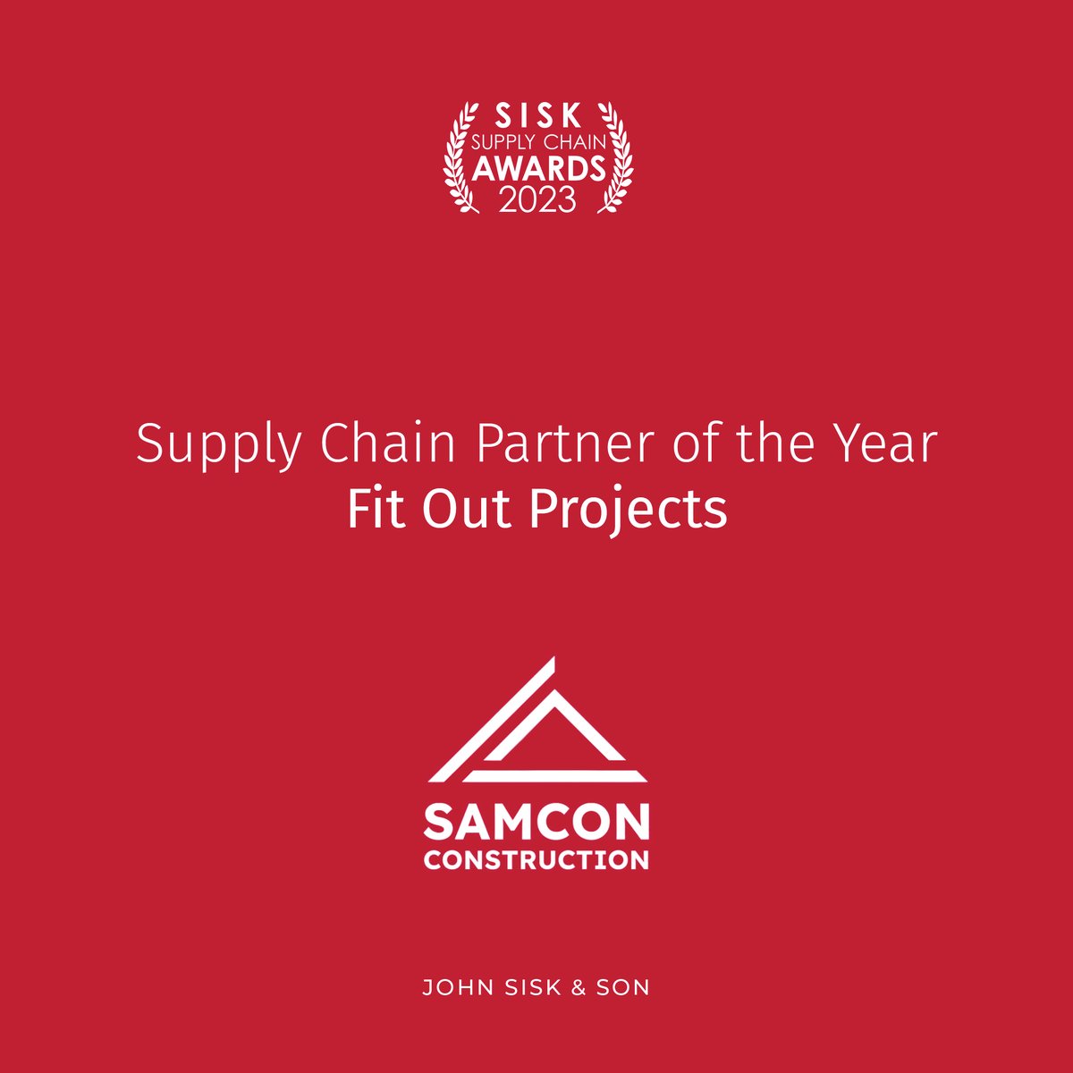 We are now onto our second and last set of Awards for the evening. Congrats to Samcon winners in the ‘Fit Out Projects’ category! #BuiltBySisk