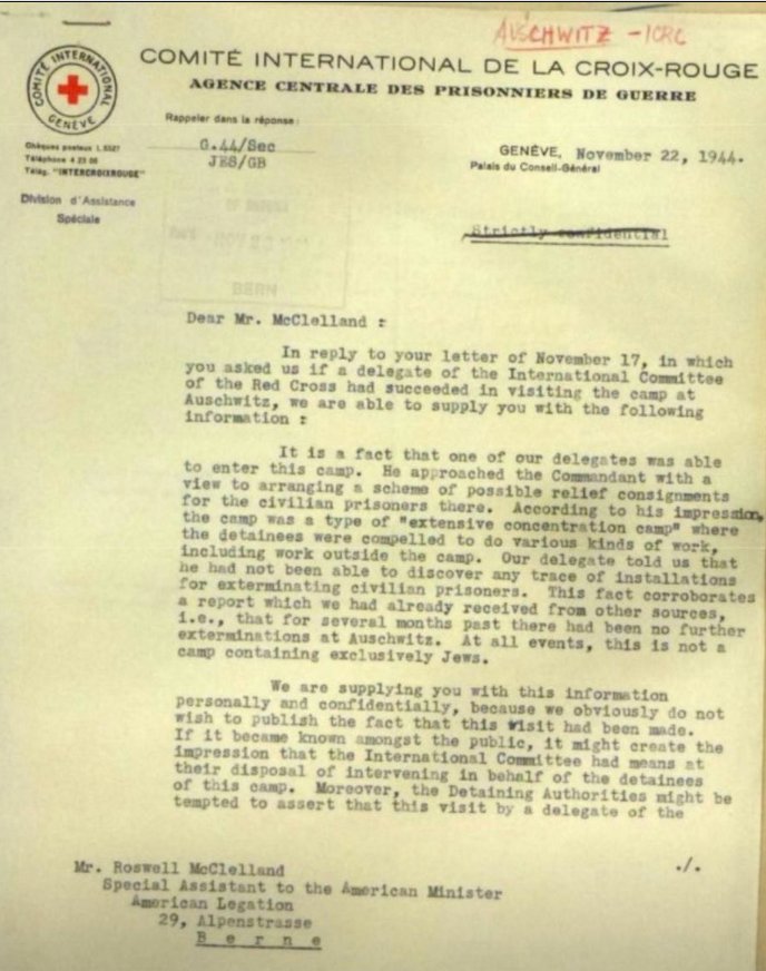 DannyJokas's tweet photo. @mikelayestaran @ICRC En noviembre de 1944 la Cruz Roja certificó que en Auschwitz no se mataban civiles. https://t.co/oddUGrz5YY