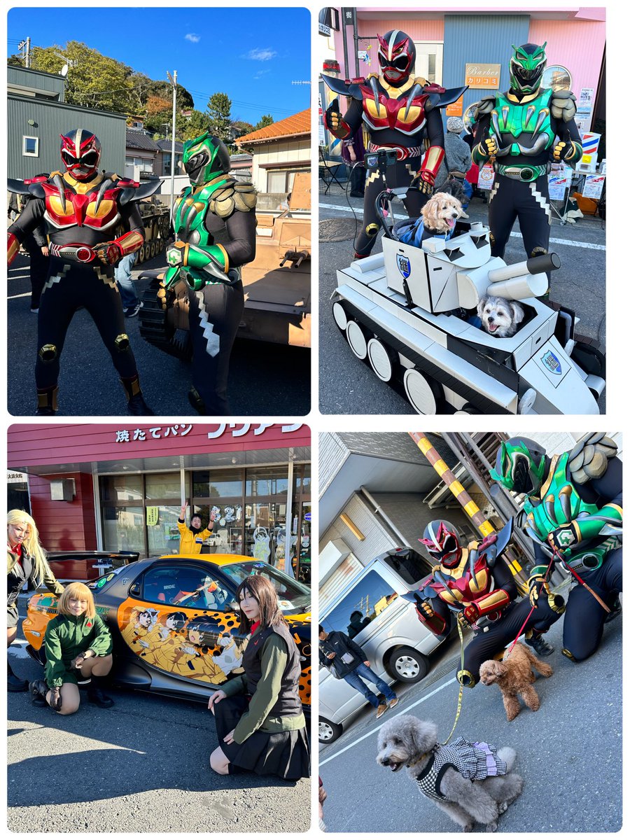 yuta1638's tweet photo. あんこう祭り
ただいま〜
お帰り！
超神ネイガー
そして弟分
ネイガージオン＆
にかほ市
マスコット"にかほっぺん'初登場！

チビっ子🐶ワンちゃんに大���気！
2023-11/19
大洗マリンタワー https://t.co/26u21Ddslt
