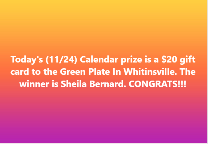 Today's (11/24) Calendar winner is...