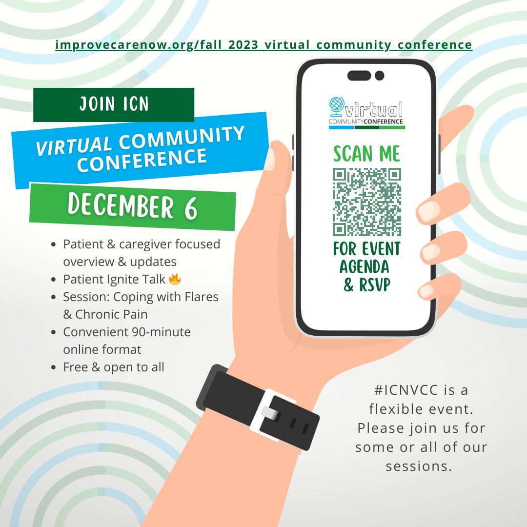 ImproveCareNow's tweet photo. Get #InTheLOOP with information about our Dec 6 Virtual Community Conference. #ICNVCC is a 90-minute web event that is free & open to all who are interested in joining ๐ ๐ https://t.co/uWEuILzqaw #ImproveCareNow #Event #Free #IBD #Community https://t.co/nRadtBP0wG