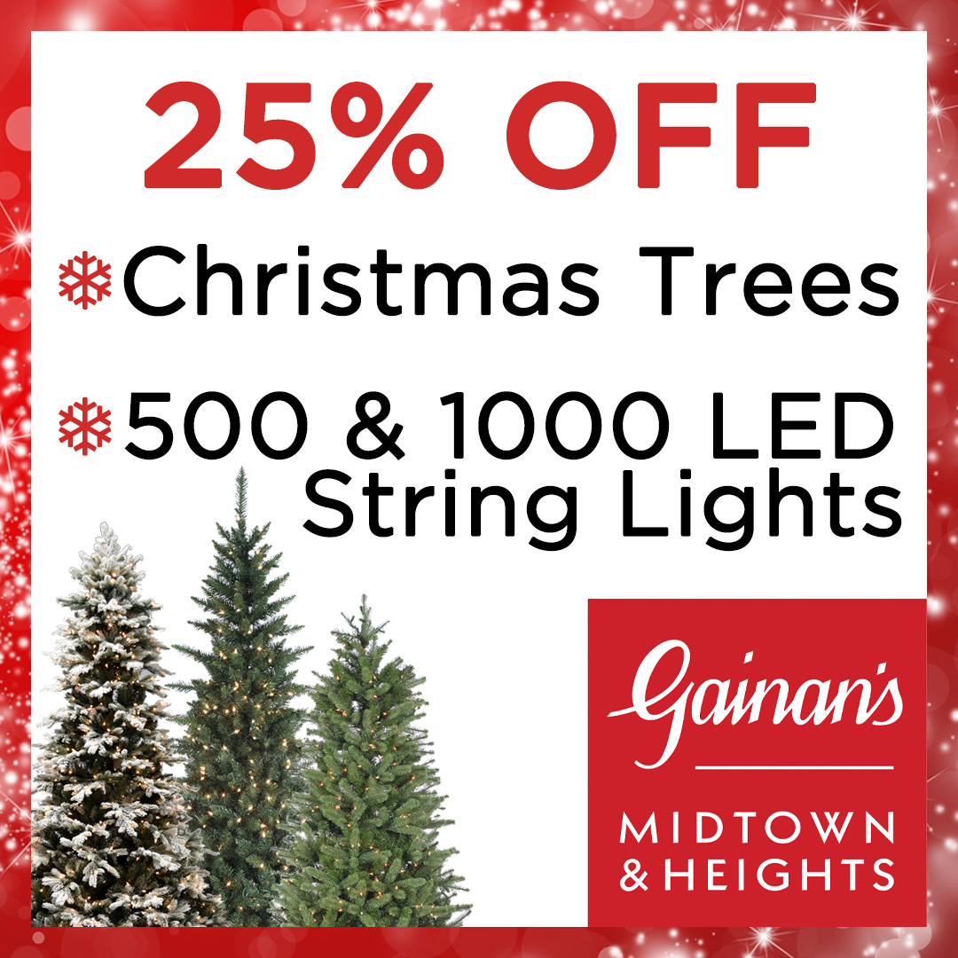 Gainans's tweet photo. This is it!  This is THE weekend for putting up Christmas trees! 🎄Visit our tree lots in Midtown and the Heights today for 25% off Santa's Own Pre-Lit Trees and LED String Lights. Both locations are open Saturday until 5 and Sunday until 4:00.  Happy Holidays! https://t.co/zWLLXk09Pv