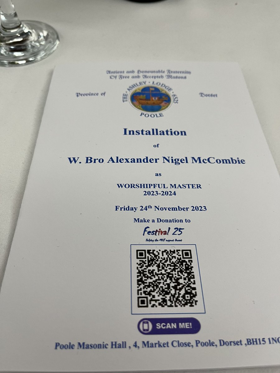 Splendid night at <a href="/TheAshleyLodge/">The Ashley Lodge</a> this evening seeing my good friend <a href="/alexmccombie64/">Alex McCombie 💙</a> installed as WM. Great to be back revisiting the lodge where I used to be the VO, being made so welcome and seeing some of the candidates form those days now taking office!
