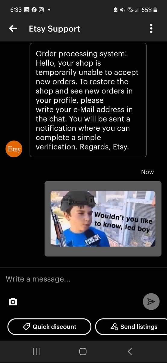 UncleSamsDrip's tweet photo. Been getting a lot of these scam messages recently. Does anyone have any other reaction images I should send back? https://t.co/huKBaJTXTD
