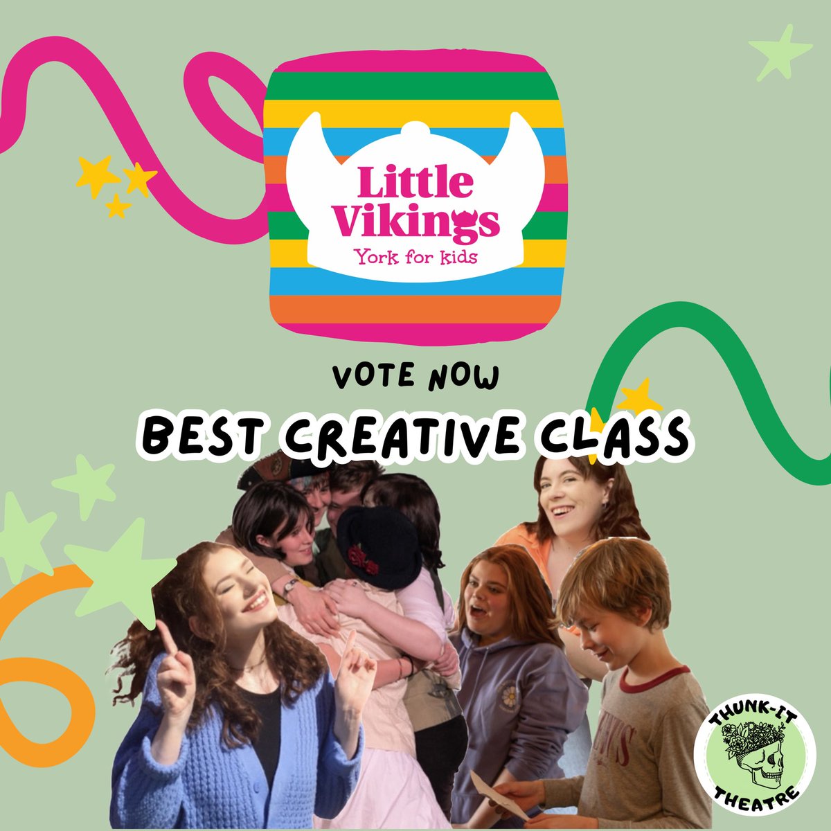 We are SO EXCITED to have been nominated for #BestCreativeClass in <a href="/LittleVikingsUK/">Little Vikings</a> Awards 2024!
We love meeting new faces and getting creative whilst spreading #ThunkyJoy and it’d mean the world to us if you #VoteForUs at the link little-vikings.co.uk/little-vikings…! 💚🥳