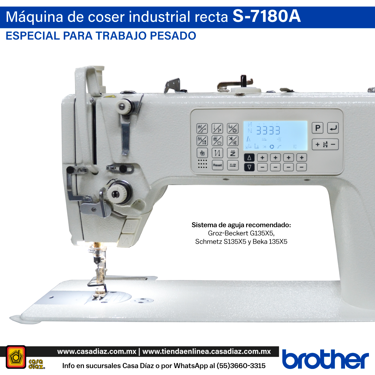 Máquina de coser recta industrial electrónica S-7180A Brother