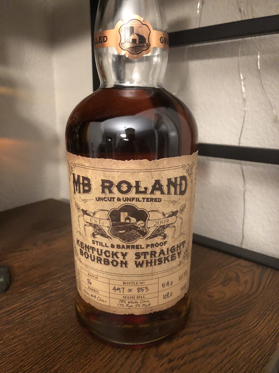 <a href="/MBRDISTILLERY/">MB Roland Distillery</a> Building my craft distillery collection. Very good!  Thoughts???