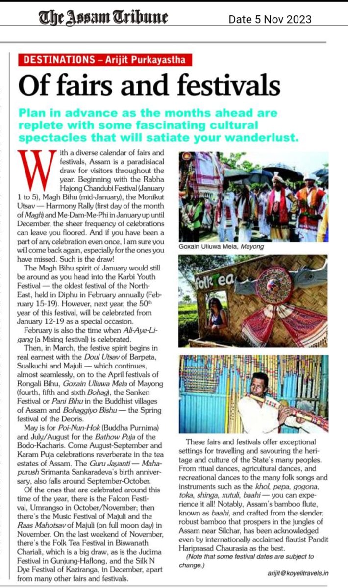 dibarijit's tweet photo. With its vibrant array of fairs & festivals, Assam beckons as a captivating destination for visitors throughout the year.
Come & experience Folk Tea Festival, Hatipoti Tea Estate, Pabhoi, Biswanath Chariali, Assam.
#festivalsofassam
#folkteafestival
#assamtourism
#aaxepaaxe https://t.co/6fStTWa1Qi