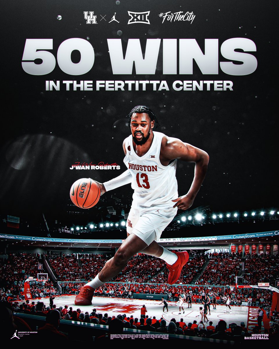 𝐅𝐢𝐫𝐬𝐭 𝐭𝐨 𝟓𝟎 @JwanRoberts13 becomes winningest player in Fertitta Center history #ForTheCity x #GoCoogs