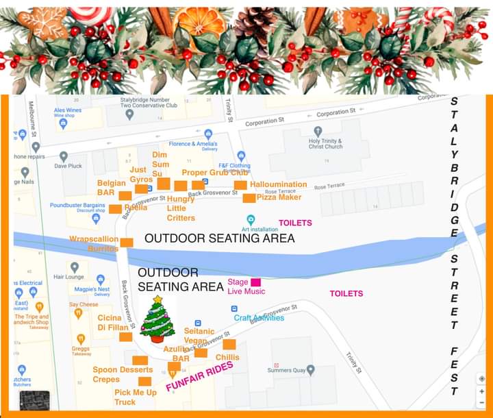 News 📸 flash ⛅️ THIS SATURDAY 25th November

Let's finish this event with a bang 
Saturday's 'Stalybridge Street Fest

🌟 Hungry Little Critters - Jamaican curry goat, jerk chicken 🍛 #lotsmore

Lights Switch-On 🎄🎅🦌✨🎇🎆
🎶 Live music all evening 
#everyone #followers