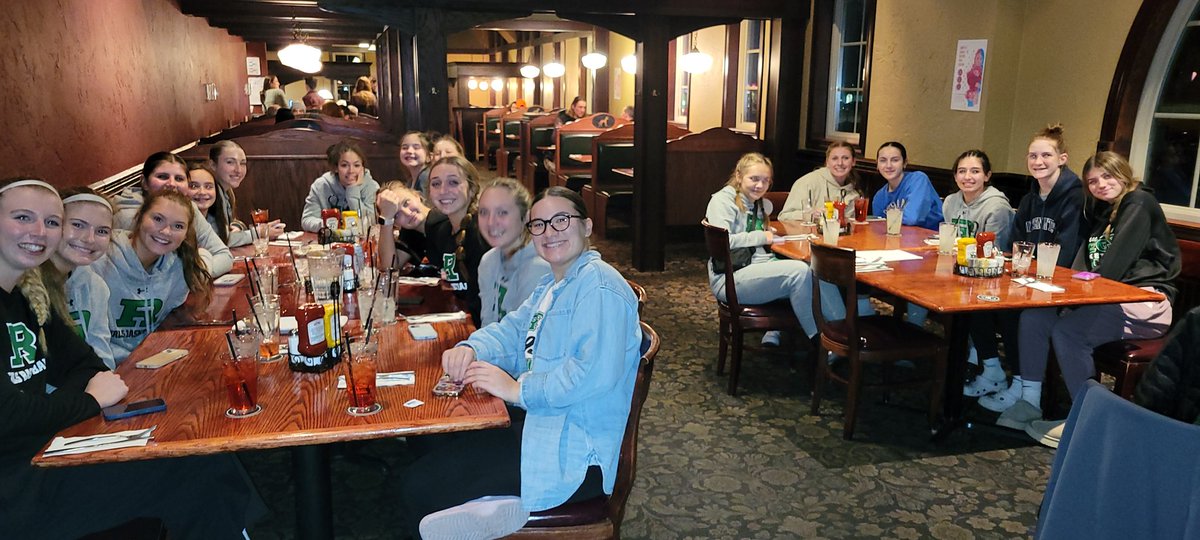 Ramblers enjoying a team meal to refuel for tomorrow's game!

#weareregis
#thenewera
#95%