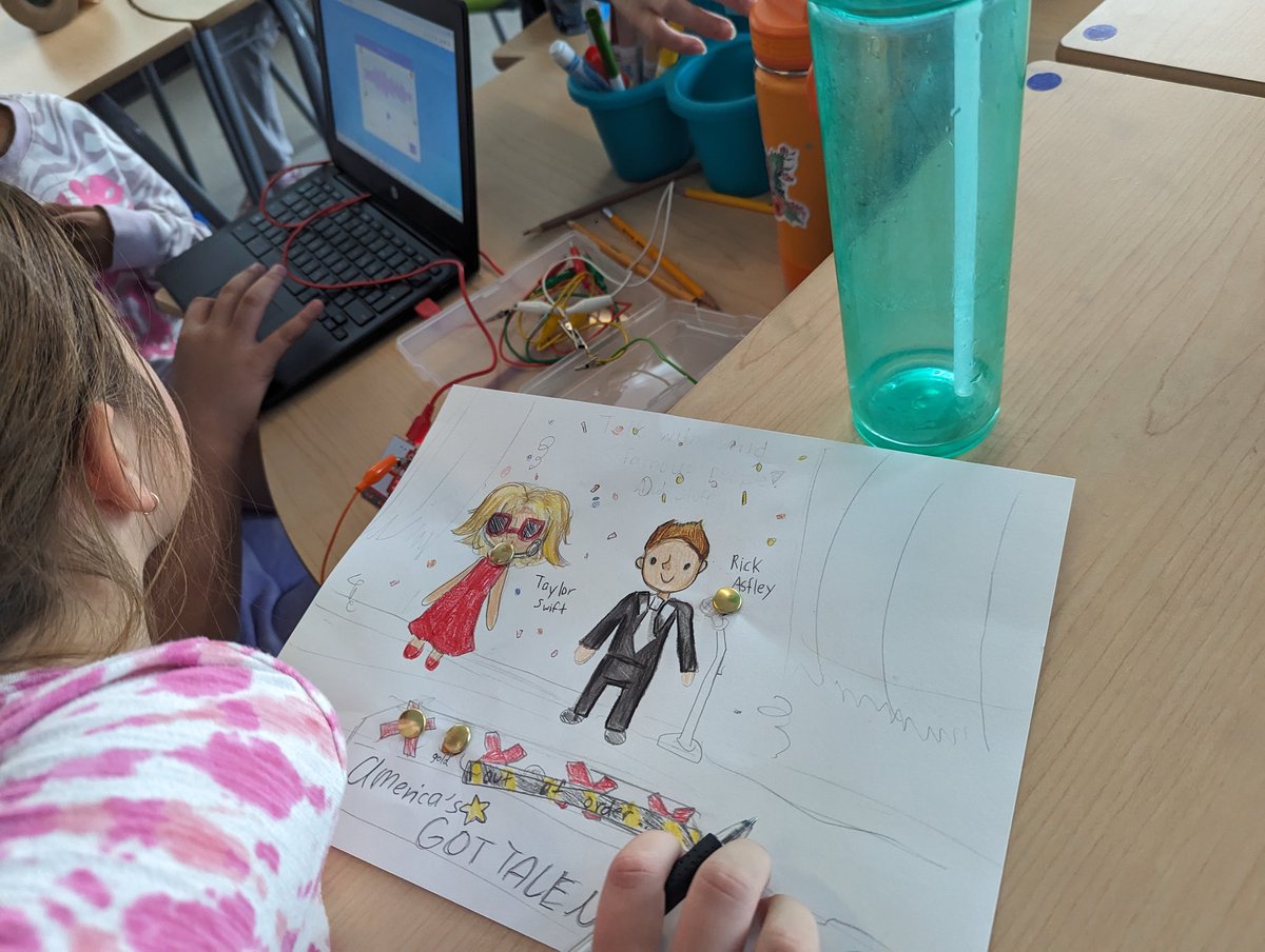 MrHennigar's tweet image. 2 weeks ago we learned the basics of @makeymakey. Today, we started a mini-maker project to tell a story or a joke with an interactive poster!

I hope we can share these with our buddies, @MrsHeckman4!
#NScodes #MakerEdNS
@scratch @westbedfordPP_8