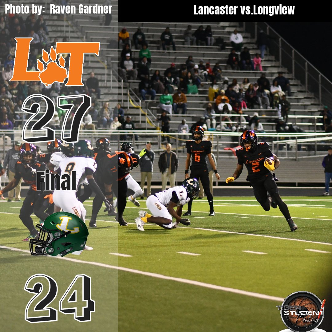 TigerSdntMedia's tweet photo. The Lancaster Tigers take down their goliath of Longview and nowForney is next on the Tiger's agenda.  Friday, at the Star in Frisco.  #WEBO #txhsfb https://t.co/SeFGXsHwOE