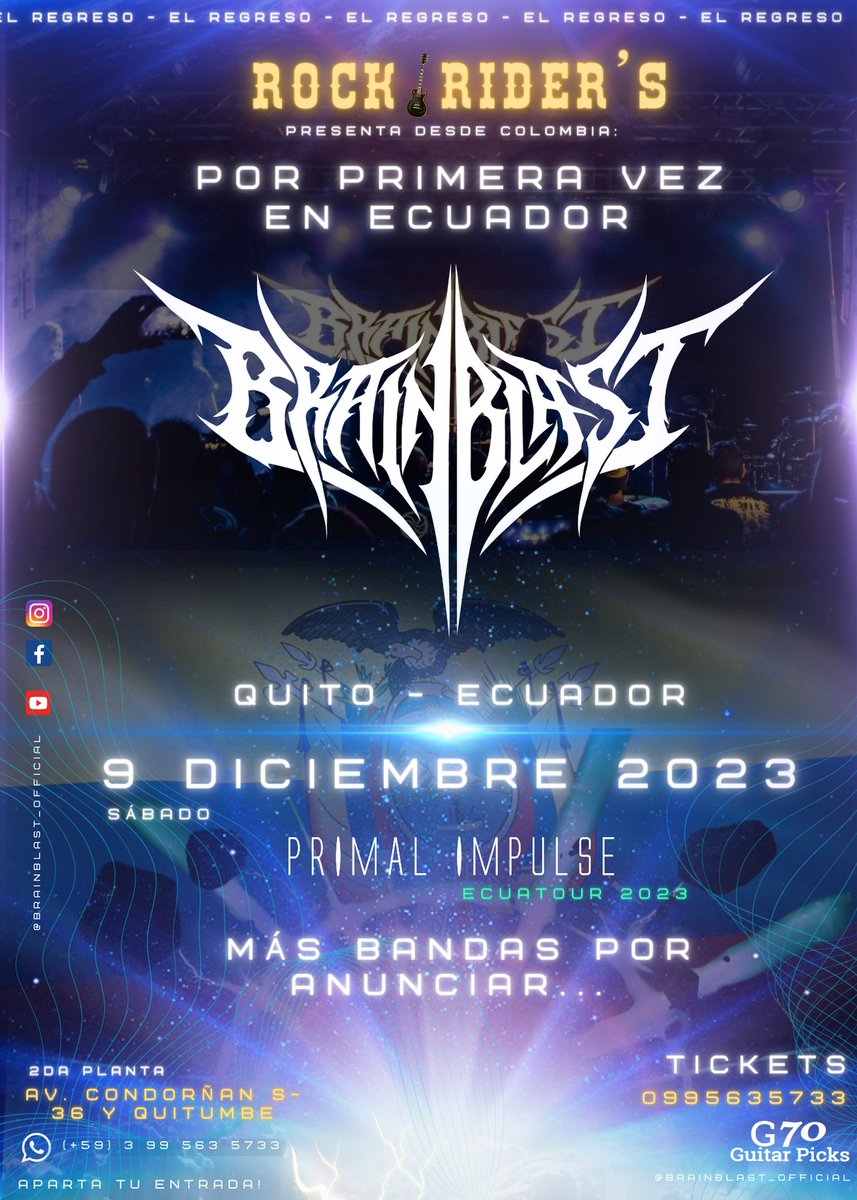 BRAINBLAST_BAND's tweet image. ¡GRAN SALUDO ECU! 🇪🇨

¡Estamos emocionados de anunciar que Brainblast llegará a Ecuador por primera vez! 🔥

Es un honor increíble poder compartir nuestra música con ustedes. Nos vemos en Quito el 9 de diciembre para un show especial de fin de 2023. 

#Brainblast #Primalimpulse
