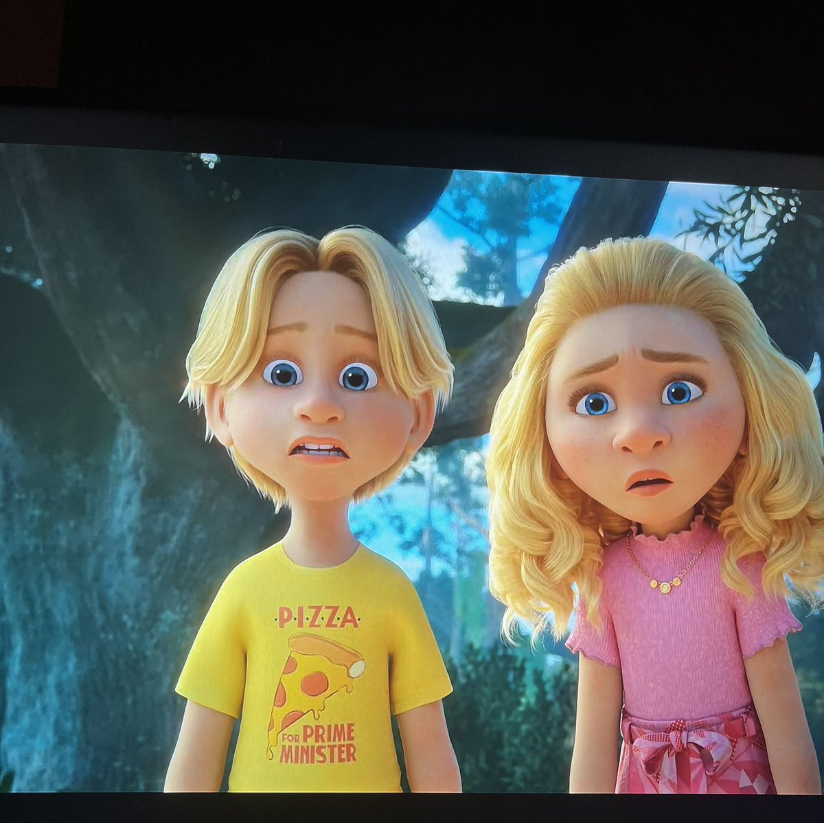 P_Dot22's tweet photo. @LizCrokin Has anyone seen Adam Sandlers new movie on Netflix? “Pizza for Prime Minister” on the kids shirt and six dots between the letters….

1hr 26mins into the movie https://t.co/CnDMlbLAVV