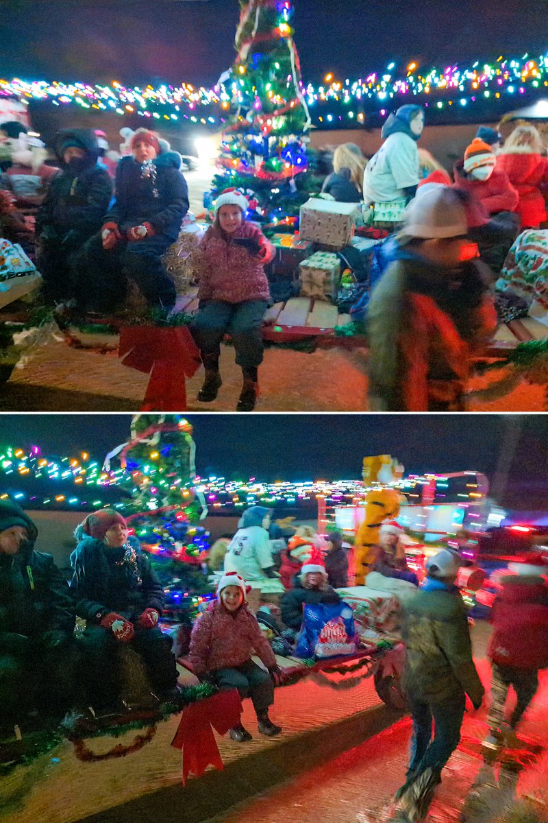 #santaclauseparade #2 of 2023, this time Josie was a participant. Was looking like we weren't gonna make it, so she suggested I put the car in "Sport Mode". Made it just in time &amp; it was everything she'd hoped it would be
#Markdale #SantaClause #parade 
#markdalesantaclauseparade