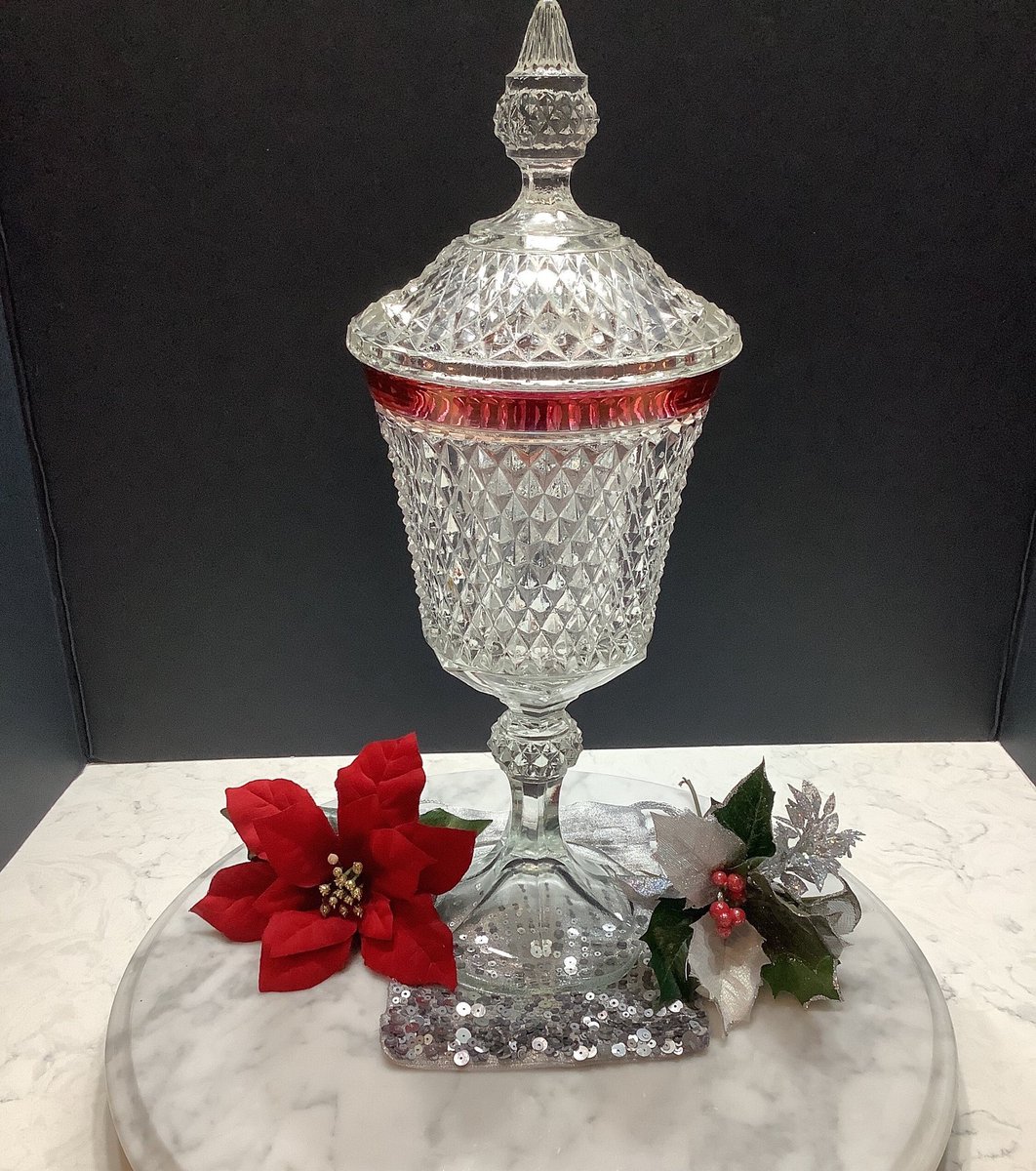 bmktreasures.etsy.com/listing/160473…. #etsyshops #etsyvintageshop #smallbusiness #christmasgifts #giftideas #christmas #vintagefindsforsale #holidays #indianaglass #jar #candyjar #vintagejar