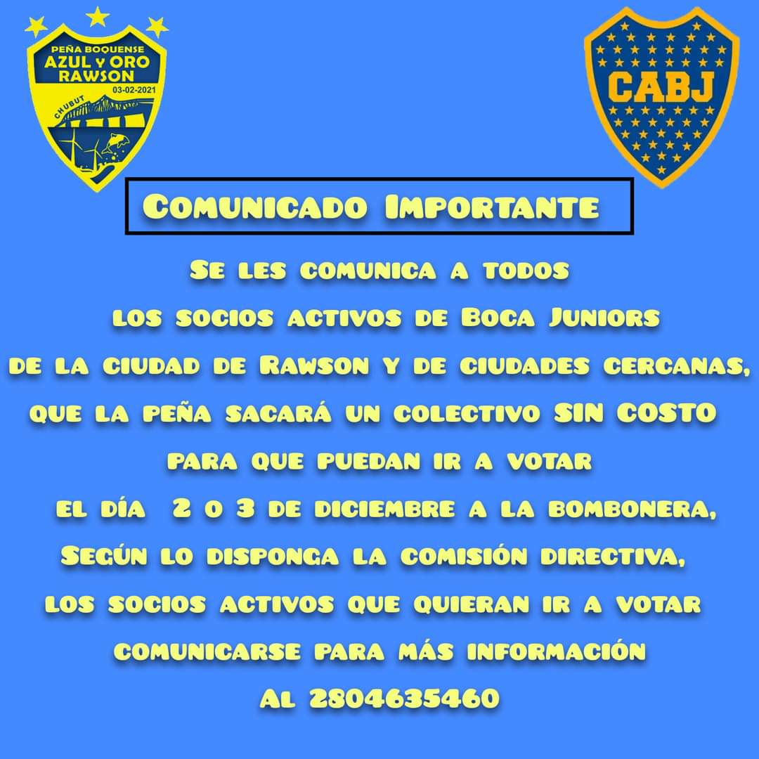 AzulyOroRawson's tweet photo. Atención socios Activos de #Rawson y ciudades cercanas. Comunicarse al 2804635460 #Chubut https://t.co/a306TUZQQ0