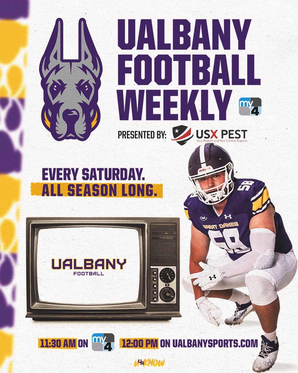 UAlbany Football (@ualbanyfootball) on Twitter photo UAlbany Football Weekly is STILL ROLLIN 🎥
Catch the latest episode as we gear up for our first <a href="/NCAA_FCS/">NCAA FCS Football</a> Playoff game since 2019 📺
➡️ UAlbanySports.com/FootballWeekly
#UAUKNOW #WinTheDay 🟪🟨 UAlbany Football Weekly is STILL ROLLIN 🎥
Catch the latest episode as we gear up for our first <a href="/NCAA_FCS/">NCAA FCS Football</a> Playoff game since 2019 📺
➡️ UAlbanySports.com/FootballWeekly
#UAUKNOW #WinTheDay 🟪🟨