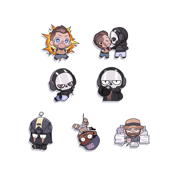 i'm homeeeee  thank you for waiting i'll be reopening my shop tomorrow saturday @ 6pm  a few new items :3c + ffxiv standees + cod silly little guys (please appreciate my ghost drinking tea) + bg3 chain bondag- + more stickers & prints